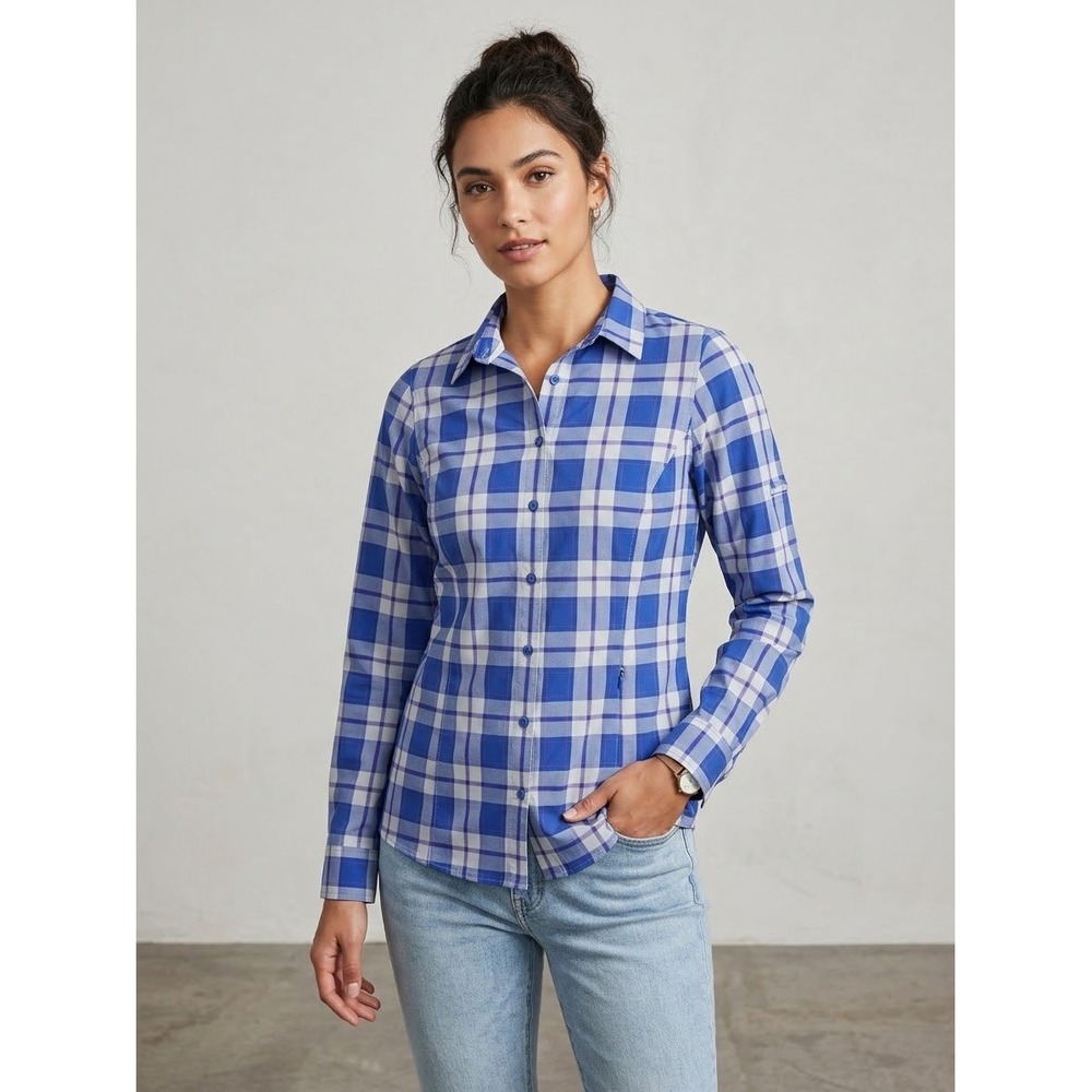 Duluth Trading Co DuluthFlex Sidewinder Shirt Women S Plaid Outdoor UPF Light